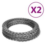 Fils barbel�s h�lico�daux rouleaux 2 pcs acier galvanis� 100 m