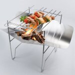 Filet de barbecue pliable en acier inoxydable, mini barbecue portable, support de poêle, bois de chauffage, ... Filet de barbecue pliable en acier inoxydable, mini barbecue portable, support de poêle, bois de chauffage, ...