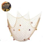 Filet de poisson de style mditerranen avec coquillages, dcoration, accessoires de photographie rtro, ...