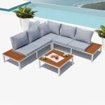 Fira, salon de jardin en aluminium blanc & gris Fira, salon de jardin en aluminium blanc & gris