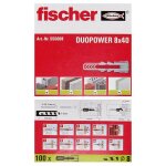 Fischer - cheville duopower pour matériaux pleins et creux - 8 x 40 mm - boîte de 100 pièces Fischer - cheville duopower pour matériaux pleins et creux - 8 x 40 mm - boîte de 100 pièces