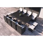 Florida - salon de jardin r�sine tress�e noir & blanc 12 places
