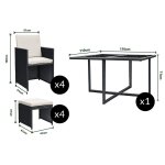 Florida - salon de jardin rsine tresse noir & blanc 8 places