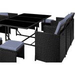 Florida - salon de jardin rsine tresse noir & gris clair 10 places