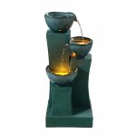 Fontaine d'eau extrieure a 3 etages de 28, 54 pouces avec lumires led, vert, teamson home
