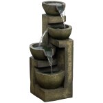 Fontaine de jardin cascade 4 pots d�bit r�glable pompe a eau submersible incluse r�sine noir bronze vieilli ...
