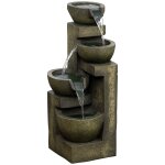 Fontaine de jardin cascade 4 pots d�bit r�glable pompe a eau submersible incluse r�sine noir bronze vieilli ...