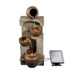 Fontaine de jardin cascade energie solaire effet pierre amphore batterie et led marron peaktop pt - sf0001 ...