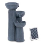 Fontaine de jardin solaire - 3 coupelles sur colonnes - ?clairage led