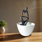 Fontaine moderne figurine penseur amovible r�sine noir et blanc - h26