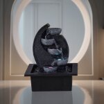 Fontaine nature jarre en cascade r�sine gris avec eclairage led - h26