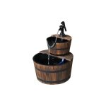 Fontaine outsunny a 2 niveaux de chute d'eau, 44, 5 x 44, 5 x 58, 5 cm, pompe de jardin incluse