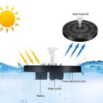 Fontaine de rocaille flottante a energie solaire, 3w, lumi�re led, ext�rieur noir, en plastique ecologique, ...