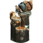 Fontaine solaire cascade �cureuil avec lumi�res led et pompe, statue de fontaine de jardin en r�sine ...