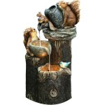 Fontaine solaire cascade �cureuil avec lumi�res led et pompe, statue de fontaine de jardin en r�sine ...