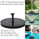 Fontaine solaire ronde 1. 4w 7v, pompe a energie solaire, fontaine d'eau de jardin, piscine, panneau ...