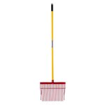 Fourche  fumier - duoku - avec 18 dents inclines - outil robuste avec manche long en fibre de verre ...
