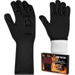 Gants de cuisine résistants à la chaleur jusqu'à 800 c, antidérapants, noir Gants de cuisine résistants à la chaleur jusqu'à 800 c, antidérapants, noir
