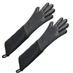 Gant de cuisine professionnel extra long en silicone, resistant a la chaleur, avec interieur en coton ... Gant de cuisine professionnel extra long en silicone, resistant a la chaleur, avec interieur en coton ...