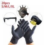 Gants de nettoyage en latex synthtique, 20 pices, en nitrile, noirs, jetables, pour la cuisine domestique, ...