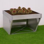 Garage pour robot tondeuse avec bac a plantes hwc - p41, toit abri tondeuse a gazon mtal 40x60x70cm ...