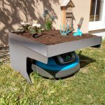 Garage pour tondeuse - robot avec bac � plantes hwc - g60, toit abri pour tondeuse, m�tal 37x60x70cm ...