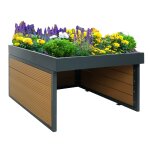 Garage pour tondeuse - robot avec bac a plantes hwc - l45 wpc m�tal 40x60x73cm aspect ch�ne