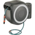 Gardena enrouleur de tuyau mural rollup l (blanc) ¿ longueur 30m ¿ Ø13mm� garantie 5 ans� d�vidoir ...