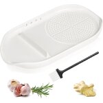 Garlic grater 4 in 1 ceramic grater with egg cracker, spoon rest and herb stripper, ginger grater plate ...