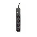 Gembird tsl - ps - s4u - 01 prise d'alimentation smart 4 sortie(s) ca type e 1, 5 m 3 3680 w noir