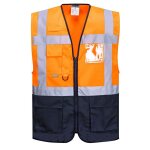 Gilet fluo secouriste haute visibilit� portwest executive warsaw orange / marine s