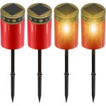 Gjfty - 4 pices lampe funraire solaire, lanterne funraire led avec piquet de terre, bougie funraire ...