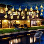 Gjfty - guirlande lumineuse extrieur solaire, 6. 5m 30 led guirlande lumineuse boules solaire cristal ...
