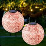 Gjfty - lampion solaire exterieur papier, 2 pice 25cm lanterne solaire lampions en nylon, lampions solaires ...