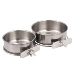 Gobelets d'alimentation pour perroquets et oiseaux, avec pince, bols a eau et nourriture en acier inoxydable, ...