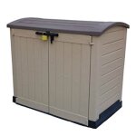 Grand coffre de jardin en r�sine beige - toit arc - 1200l - 146 x 82 x 125 cm