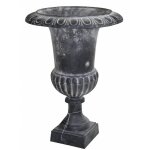 Grand vase vasque jardiniere en fonte grise style medicis pot de fleur 47, 5x47, 5x62cm