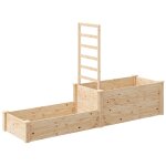 Grande jardini�re double avec treillis haut dim. 222 x 63 x 132 cm bois sapin naturel