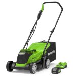Greenworks 2516107ub tondeuse � gazon marcher derri�re un tracteur tondeuse batterie noir, vert