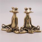 Grenouille en bronze r�tro, m�ditation, d�coration de voiture, grenouille bouddhiste zen, sculpture de ...