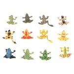 Modle de grenouilles en pvc, jouet d'enseignement amphibien, ensemble d'ornements avec fausse herbe ...