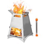 Grill de camping portable pliable avec tuyau de soufflage, poêle a bois, barbecue d'extérieur, pique ... Grill de camping portable pliable avec tuyau de soufflage, poêle a bois, barbecue d'extérieur, pique ...