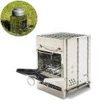 Grill d'ext�rieur en acier inoxydable int�gr�, po�le a bois pliable, barbecue de camping portable, mini ...