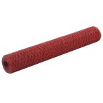 Grillage acier avec revtement en pvc 25 x 1 m hexagonal rouge