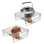 Grille de camping pliante avec pieds, portable en acier inoxydable 304, grille de pique - nique d'extérieur ... Grille de camping pliante avec pieds, portable en acier inoxydable 304, grille de pique - nique d'extérieur ...