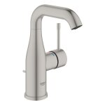 Grohe - mitigeur monocommande lavabo taille m supersteel bec mobil avec but�e et mousseur essence