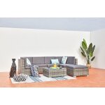Guadalo salon de jardin bas rsine & acier gris 8 places