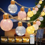 Guirlande guinguette extrieur 8m, guirlande lumineuse exterieure avec 16 led ampoules boule de coton, ...