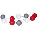 Guirlande lumineuse 10 boules led en coton rouge / gris / blanc Guirlande lumineuse 10 boules led en coton rouge / gris / blanc