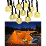 Guirlande lumineuse exterieure solaire - 8m 160 led guirlande lumineuse solaire avec boule de coton, ...